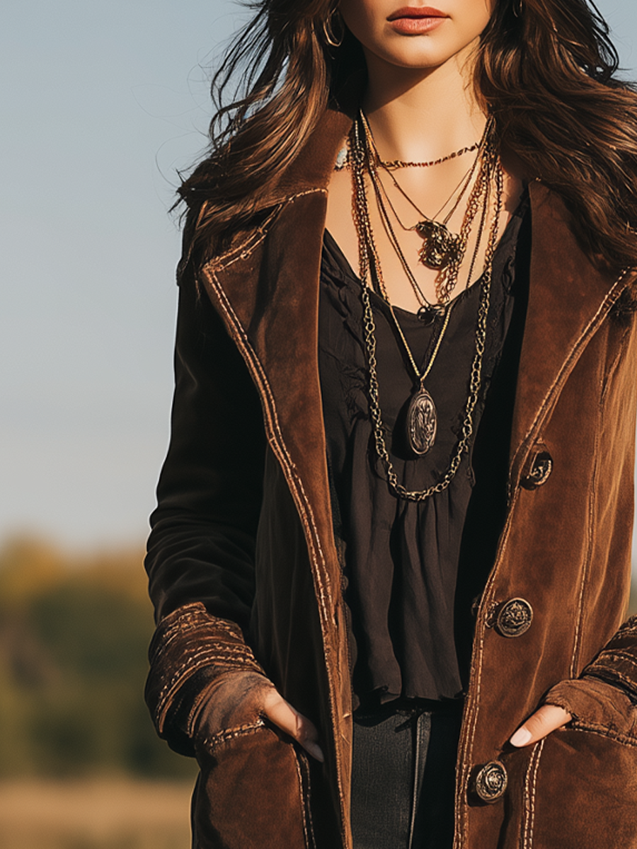 Retro Lapel Velvet Coat