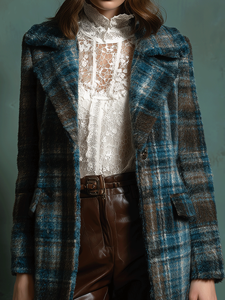 Vintage Check Wool Blend Coat