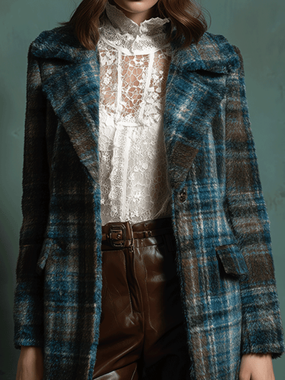 Vintage Check Wool Blend Coat