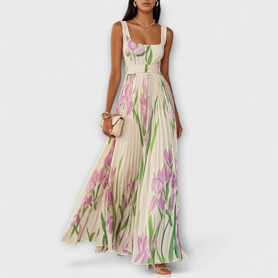 Penelope™ | Folded Floral Chiffon Maxi Dress