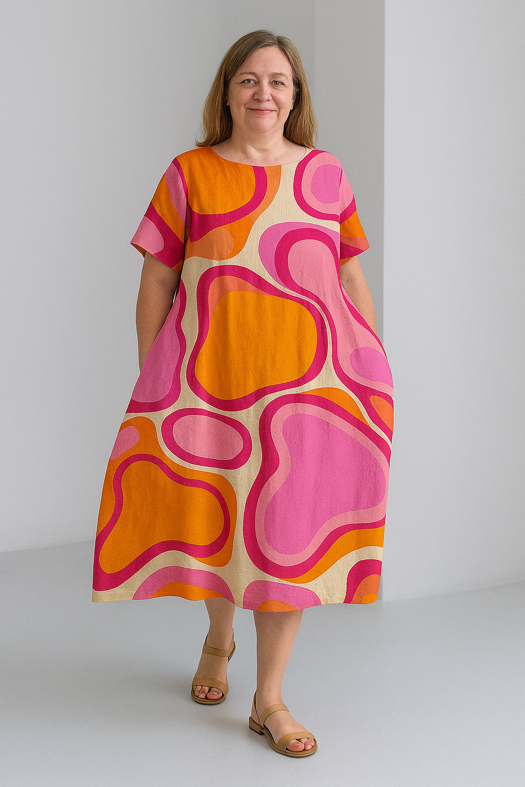 Vibrant Tummy Covering Dress | PEONY