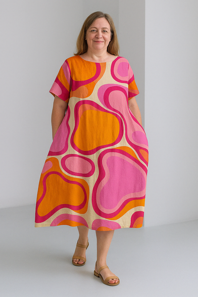 Vibrant Tummy Covering Dress | PEONY