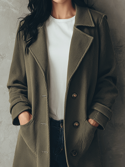 Versatile Everyday Olive Wool Blend Coat