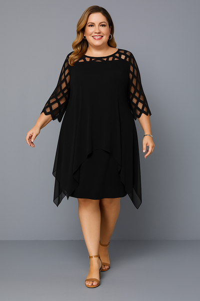 Elegant Lace Sleeve Tummy Covering Dress | MALAGA