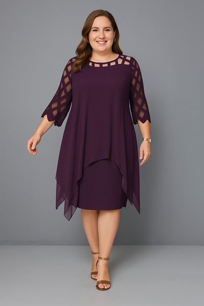 Elegant Lace Sleeve Tummy Covering Dress | MALAGA