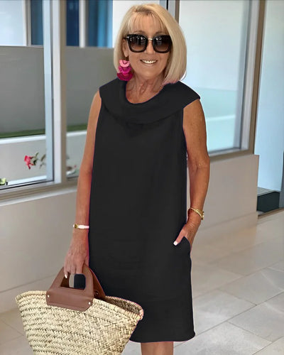 NALANI | SLEEVELESS SHIFT DRESS WITH ROUND NECKLINE