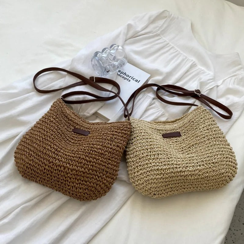 Straw shoulder bag