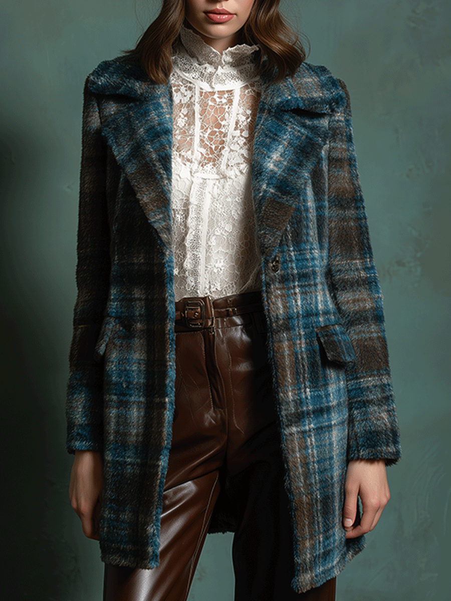 Vintage Check Wool Blend Coat