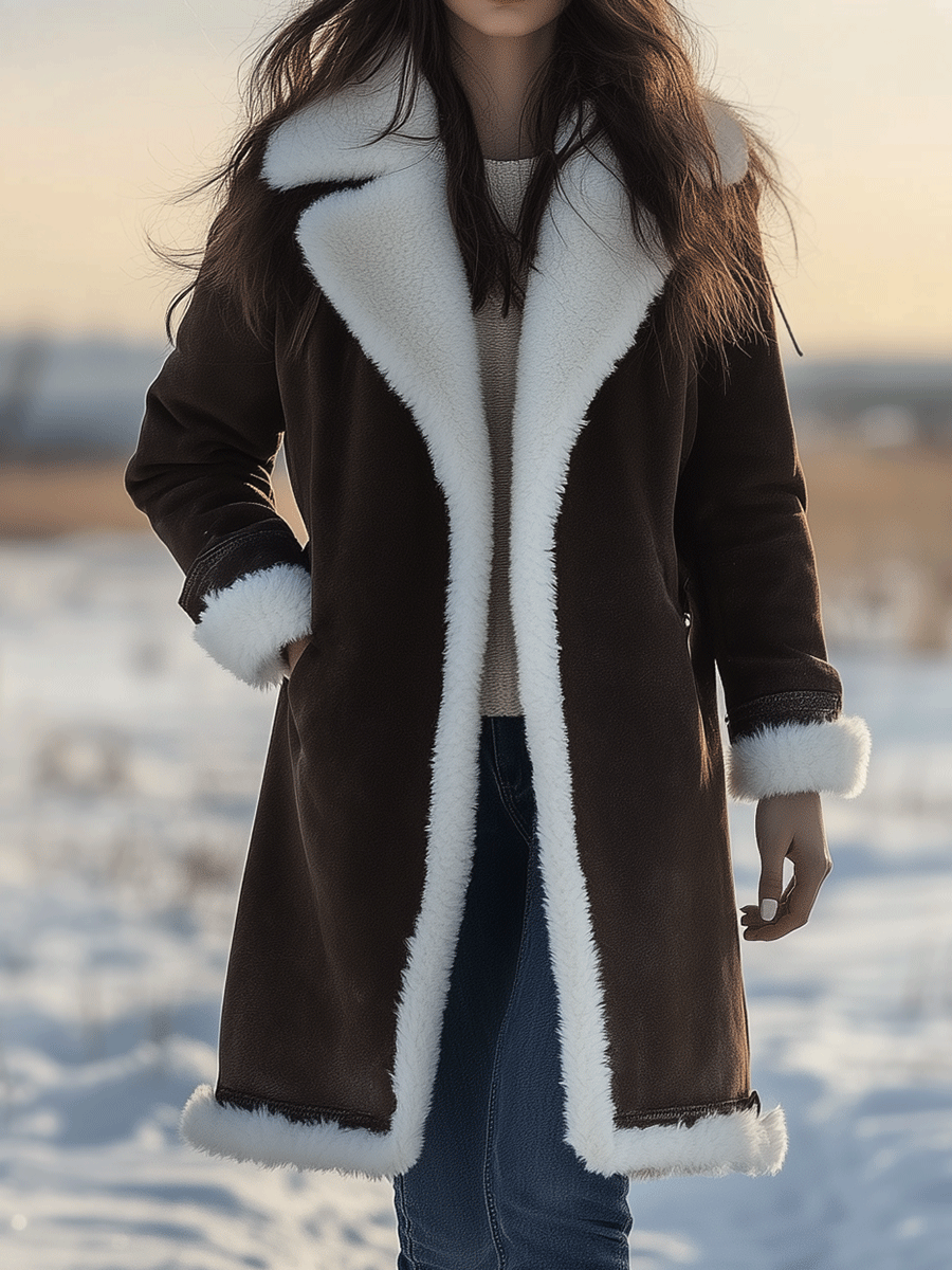 Comfortable And Warm Brown Sherpa Lined Coat