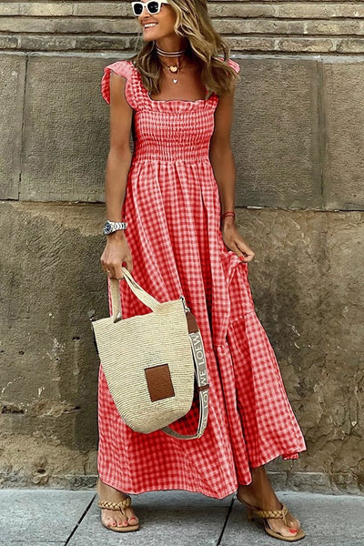 Liliane - Stylish Checkered Maxi Dress