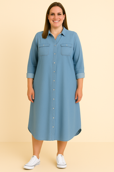 Denim Style Tummy Covering Dress | SYDNEY