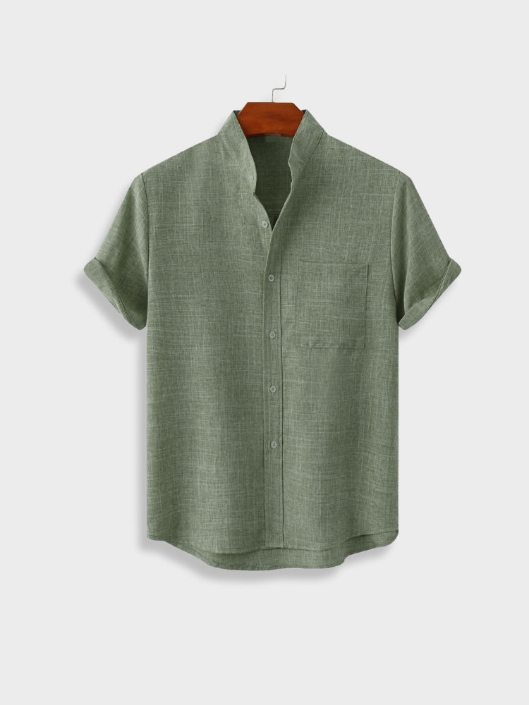 Linen Textured Short Sleeve Shirt