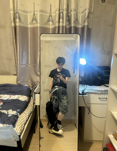 Gothic Washed Denim Shorts with Chains