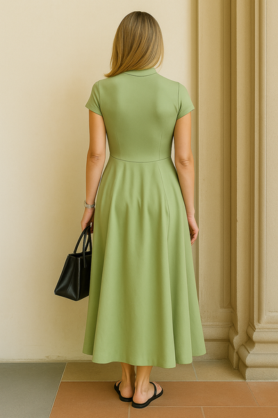 Elegant Fashionable Slope Neck Slim Fit Large Hem Maxi Dress