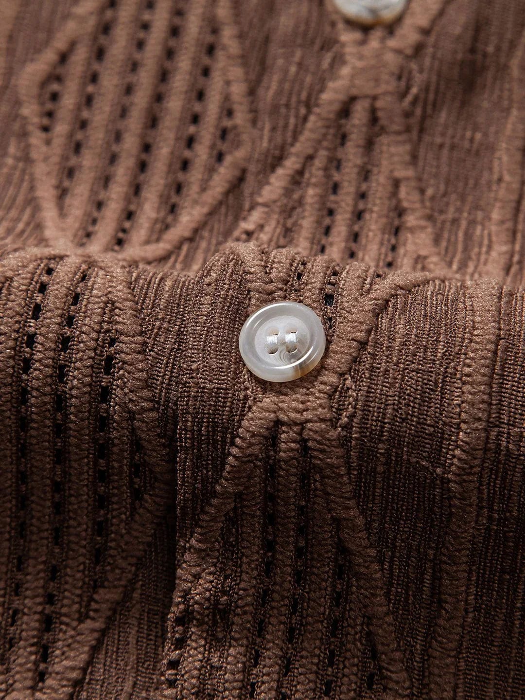 Textured Openwork Shirt and Relaxed Trousers Set