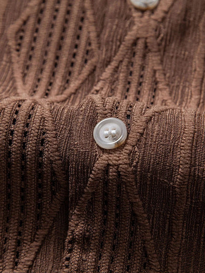 Textured Openwork Shirt and Relaxed Trousers Set