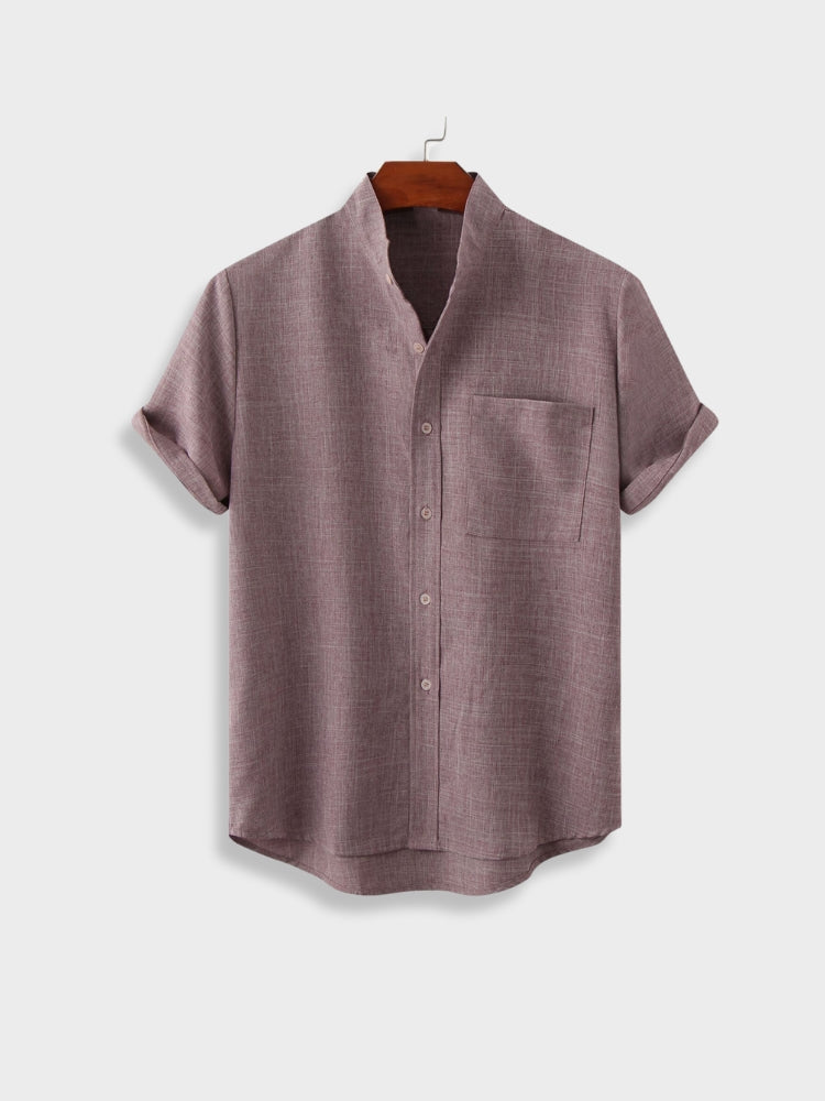 Linen Textured Short Sleeve Shirt